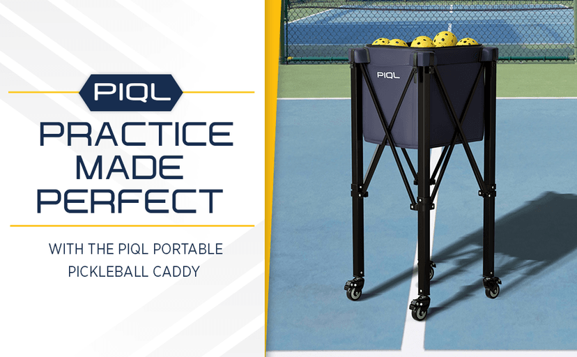 Navy Blue Pickleball Ball Caddy - Wheeled Cart, Storage Bag - 100 pickleball capacity - Tennis Ball Hopper