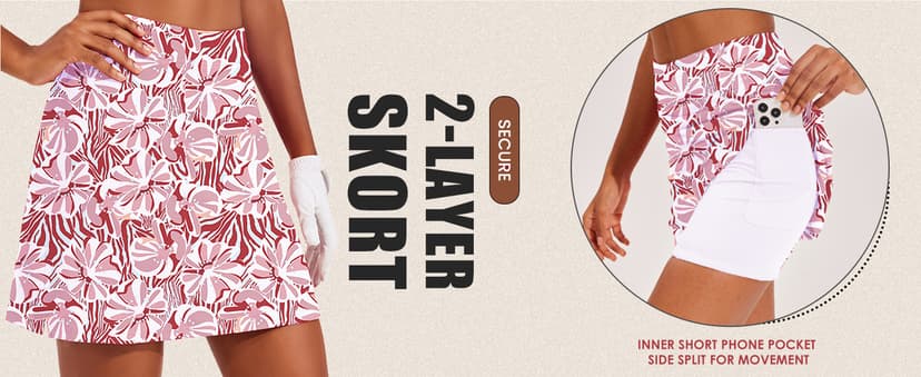 Ekouaer Women's Athletic Skorts Lightweight Golf Skirts Inner Shorts Pocket Tennis Workout Sports Pickleball Skort