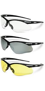 Jackson Safety SG Safety Glasses - Eye Protection for Men & Women - Anti-Scratch Lens with Black Frame - ANSI Z87.1 - Pack of 3 (Multiple Styles)