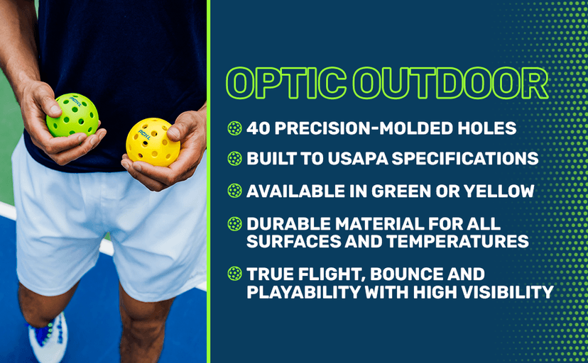 PCKL Optic Speed Pickleball Balls | Choose Indoor or Outdoor Pickleballs | USAPA Tournament Aproved | 4 Pack Crack-Resistant