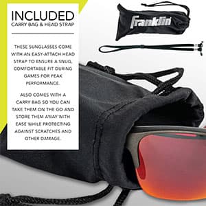 Franklin Sports Pickleball Sunglasses - All Sport UV Glasses for Tennis, Pickleball, Cycling, Rowing + More - Athletic Shades with Headband + Carry Bag, Red