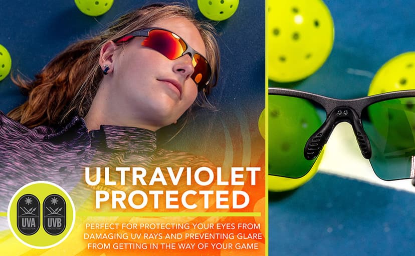 Franklin Sports Pickleball Sunglasses - All Sport UV Glasses for Tennis, Pickleball, Cycling, Rowing + More - Athletic Shades with Headband + Carry Bag, Red