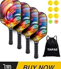 Pickleball Paddles Set of 2/4, USAPA Approved, Foam Molding 5.5" Long Handle, Lightweight, Fiberglass 16mm, Textured Surface, Elongated Pickle Ball Rackets 2 Pack for Beginner