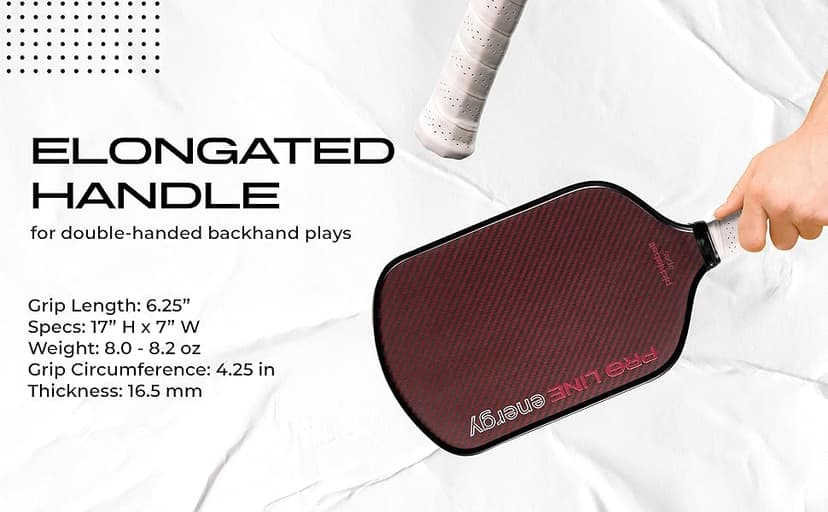 Professional Pickleball Paddles - Pro Line Energy USAPA Approved Pickleball Racket with Elongated Grip for Double-Handed Backhand - Dynamic Aramid-Carbon Fiber Surface Paddle by Pickleball Apes