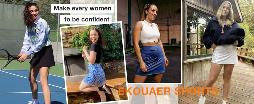 Ekouaer Women's Active Performance Skort Lightweight Skirt for Running Tennis Golf Workout Sports