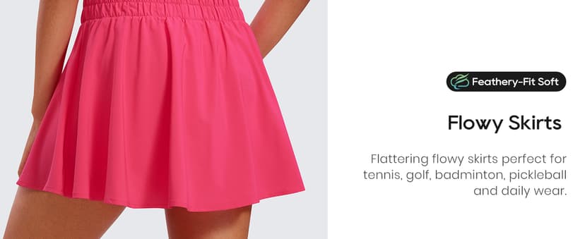 CRZ YOGA High Waisted Flowy Tennis Skirts for Women Pleated Casual Golf Athletic Pickleball Skorts with Shorts Pockets
