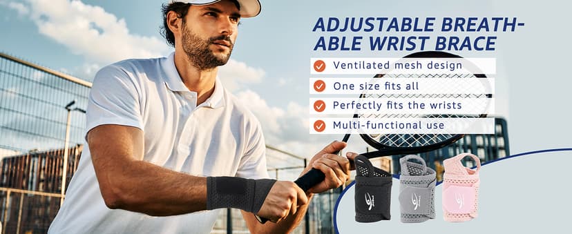 HiRui 2-Pack Ultra-Thin Mesh Wrist Wraps - Breathable, Adjustable Wrist Support for Workouts & Daily Use - Unisex Wrist Brace for Pain Relief, Tendonitis, Carpal Tunnel - One Size Fits All (Black)