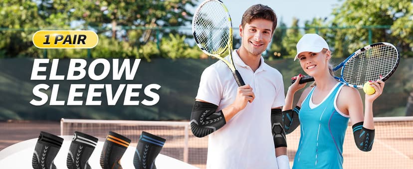 CAMBIVO 2 Pack Tennis Elbow Brace for Tendonitis and Tennis Elbow,Golfers Elbow, Arm Compression Sleeves for Women and Men, Bíceps Support Sleeve for Weightlifting, Basketball and Workout