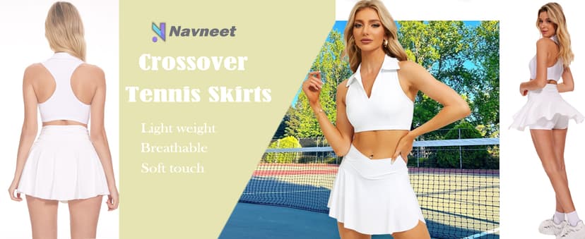 Navneet Women Tennis Skirts with Pockets High Waisted Golf Skirts Athletic Skorts Pleated Mini Skirt Workout Sport Pickleball