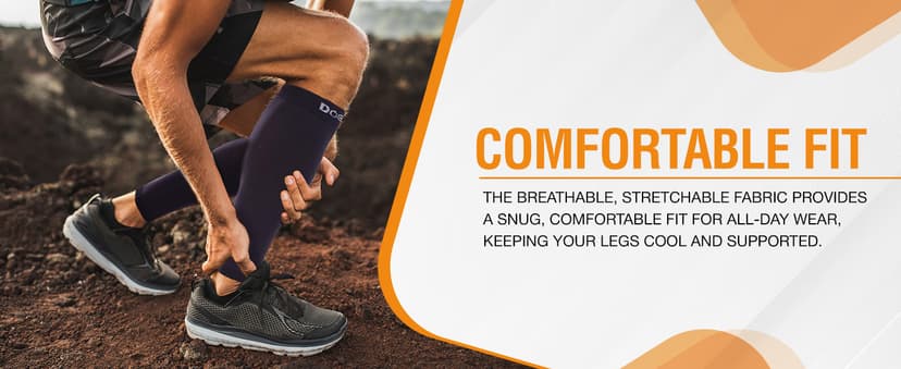 Doc Miller Compression Calf Sleeve for Men & Women, Premium Medical Grade, 15-20mmHg Graduated Support for Running, Calf Tear, Shin Splints, Knee High, Calf Sleeves, 1 Pair
