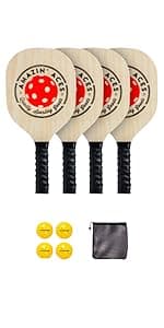 Amazin' Aces Graphite Pickleball Paddles Set - Single, 2 or 4 Paddles, Honeycomb Polymer Core with Comfy Cushion Grip - Varying Accessories Including Pickleballs, Pickleball Bag & Paddle Cover