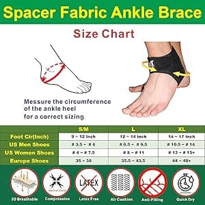 IRUFA, AN-OS-11,3D Breathable Elastic Knit Patented Fabric Adjustable Athletics Achillies Tendon Ankle Wrap, Plantar Fasciitis, Pain Relief for Sprains, Strains, Arthritis and Torn Tendons (S/M)