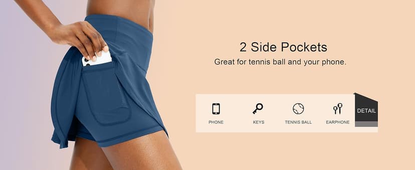 SANTINY Pleated Tennis Skirt for Women with 4 Pockets Women's High Waisted Athletic Golf Skorts Skirts for Running Casual