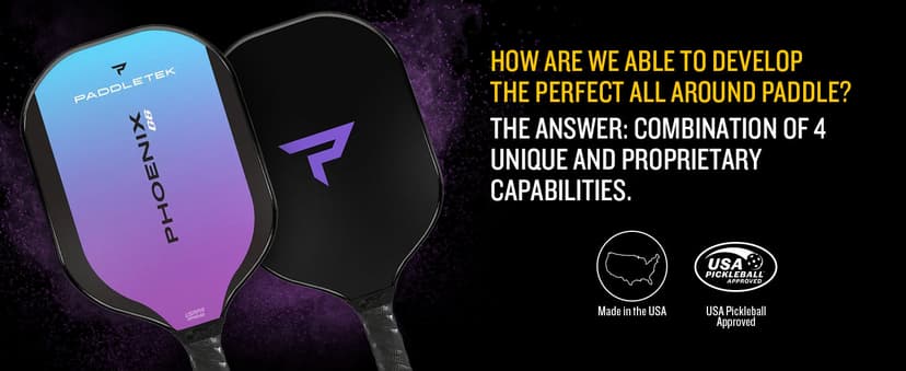 Paddletek Phoenix G6 Pickleball Paddle | Professional Pickleball Paddles with Honeycomb Core, Polycarbonate Surface, Graphite PolyCore & High Tack Performance Grip | USAPA Approved