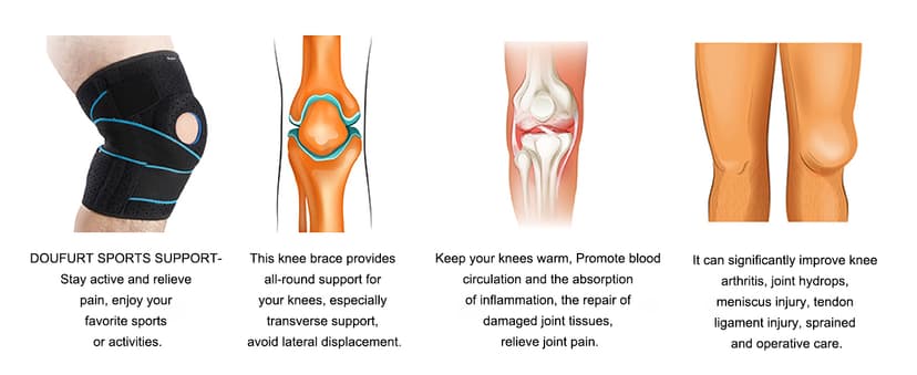 DOUFURT Knee Brace for Women & Men Meniscus Tear, Plus Size Knee Braces for Knee Pain Relief, Arthritis, Compression Knee Support Side Stabilizers