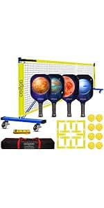 Zdgao Pickleball Net for Driveway with 22FT Regulation Size Pickleball Net, 4 Outdoor Pickleballs and Carry Bag, Weather Resistance Strong Steel Frame