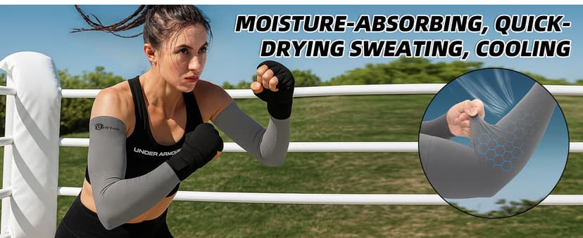 BHYTAKI Cooling Compression Arm Sleeves for Men Women,UPF50 UV Sun Protection Sleeves for Work Sport Tattoo Cover Up