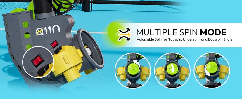 A11N SPORTS Pickleball Automatic Launcher – Adjustable Speed, Spin & Angles for Dinks, Chops, Volleys & Serves – Auto Swing for Forehand & Backhand Training – Indoor/Outdoor Use for All Skill Levels