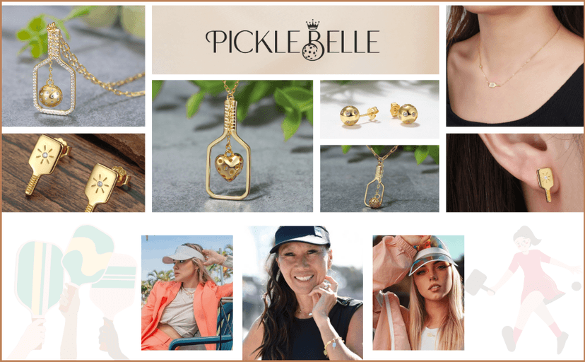 Pickleball Lariat Plus Paddle Necklace - 18k Gold Plate Pickleball Necklace for Women, Pickleball Jewelry, Christmas Gift for Pickleball Lovers