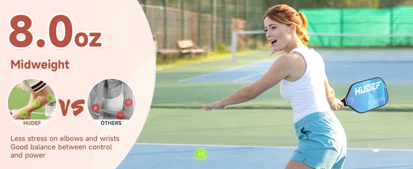 Pickleball Paddle USAPA Approved, Lightweight Carbon Fiber Face and Polypropylene Honeycomb Core Pickleball Racket with Cover, Elongated Handle and Cushion Comfort Grip Pickle Ball Paddle