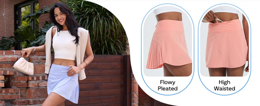 baleaf Women's Pleated Tennis Skirt Golf Skorts for Woman High Waisted Lightweight Athletic Shorts Pockets