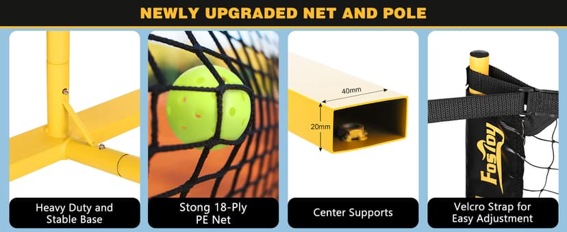 Portable Pickleball Net Set with Wheels, Regulation Size 22 FT & Half Court 11 FT, Steady Metal Frame Pickle Ball Net Set System with Carry Bag for Backyards, Driveways, and Garages