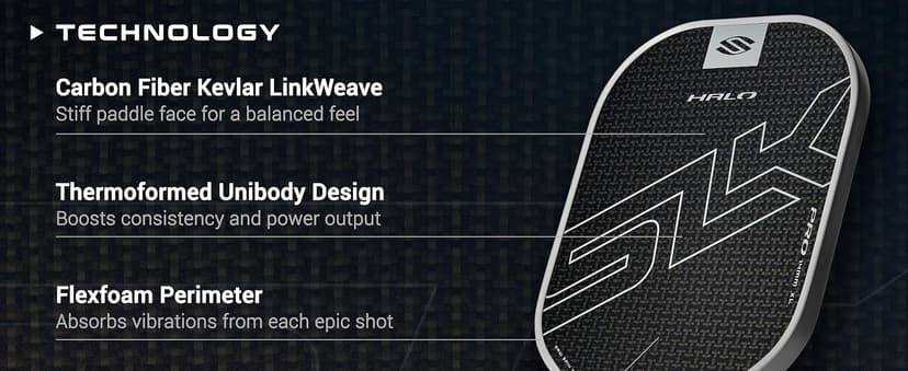 Selkirk Sport SLK Halo Raw Carbon Fiber Pickleball Paddle | Designed in The USA | Choose from The T700 Raw Carbon Fiber Power, The 18k Ultraweave Control, or The Kevlar Linkweave Thermoformed Pro