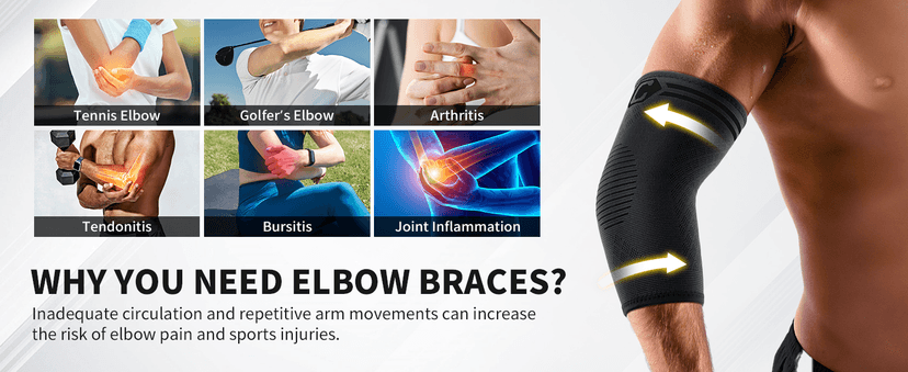 CAMBIVO 2 Pack Elbow Brace for Tendonitis, Tennis Elbow Compression Support Sleeve for Golfers Elbow Pain Relief, Arthritis, Bursitis, Workout, Weightlifting