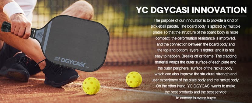 YC DGYCASI 16mm Pickleball Paddles Professional, 2025 USAPA Approved T700 Carbon Fiber Surface Pickle Paddle(CFS), Polypropylene Lightweight Honeycomb Core, Cushion Comfort Grip, with Cover Case Black