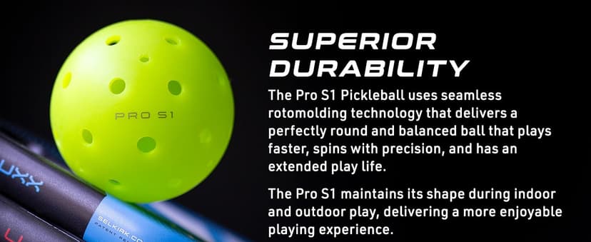 Selkirk Pro S1 Ball | Crack-Resistant | 38 Hole Outdoor Pickleball Balls | USAPA Approved Pickle Ball for Tournament Play | Advanced Aerodynamics |