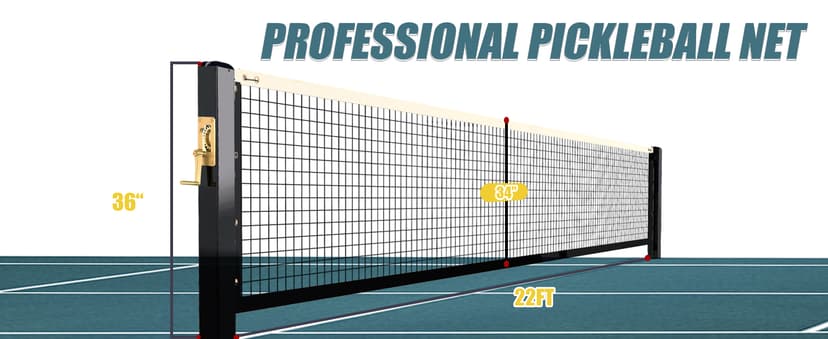 Pro-Grade In-Ground Pickleball Net with Brass Crank Handle,Galvanized Steel Sleeves,Tournament Regulation Size,Heavy Duty Pickleball Post for Indoor Gym or Outdoor Court