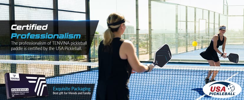 TENVINA Pickleball Paddles, Multi-Layer T700SC Textured Carbon Fiber Pickleball Paddle, 4-Types of Shapes and Thicknesses, USAPA Approved Pickle Ball Paddle, Strong Spin and Power Surface