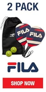 FILA Accessories Pickleball Paddles Set of 2 - Includes 2 Pickleball Rackets, 2 Outdoor Pickleball Balls, Pickleball Racket Game Equipment Mesh Bag