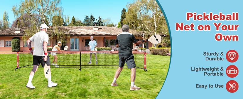 Portable Pickleball Net, Pickle Ball Net Outdoor with 22ft Regulation Size Net, Court Markers, Durable Frame PE Knited Pickleball Practice Net System for Backyard Driveway