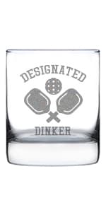 Designated Dinker - Pint Glass for Beer - Funny Pickleball Themed Decor and Gifts - 16 oz Glasses