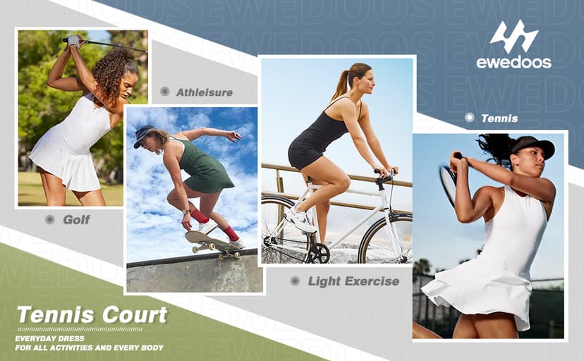 Womens Tennis Dress, Athletic Dress with Built-in Bra & Shorts Pockets Summer Dresses for Women Golf Outfits for Workout