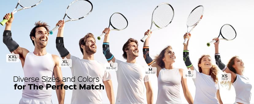 Elbow Compression Sleeve 2 Pack, Elbow Brace for Tendonitis and Tennis Elbow, Pain Relief Elbow Brace for Men & Women, Elbow Sleeve Reduce Joint Pain for Tennis, Golfer, Workouts, Blue (M)