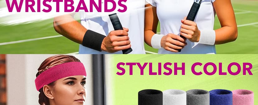 BEACE Sweatbands Sports Wristband for Men & Women - Moisture Wicking Athletic Cotton Terry Cloth Sweatband for Tennis, Basketball, Running, Gym, Working Out