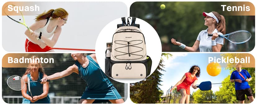 Tennis Bag Holds 2 Rackets, Professional Tennis Bags for Women, Tennis Backpack with Ventilated Shoe Compartment
