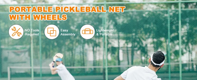 Pickleball Net with Wheels, Portable 2-in-1 Pickle Ball Net with Ball Collector,22FT Regulation Size & 11FT Half Court Size, Carry Bag, Steady Metal Frame for Outdoor Indoor Driveway