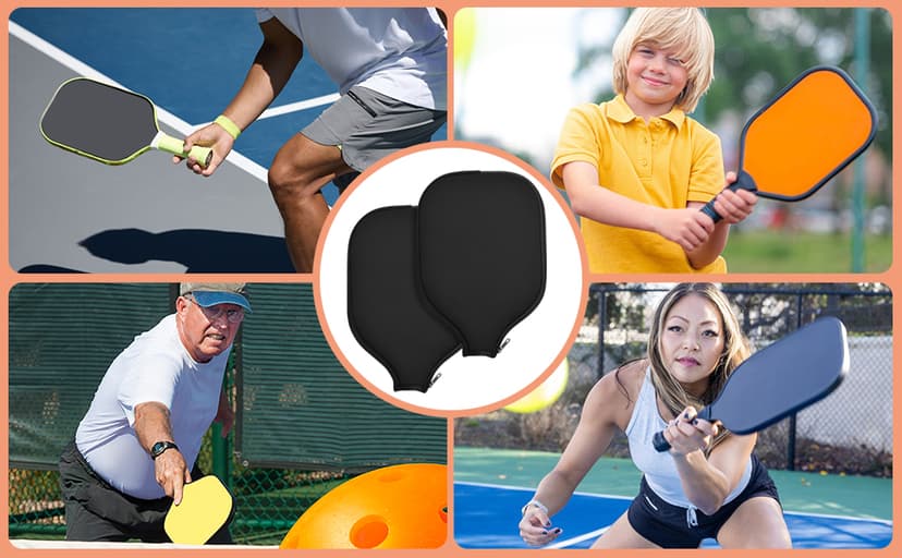 2 Pcs Pickleball Paddle Covers, Universal Case Size - 8.6 x 12.2 inches Zippered Racket Sleeve, Durable Neoprene Paddle Cover, Paddle Storage Bag for Most USAPA Standard (Black) (Black)