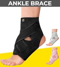 Bracoo 2 Pack Ankle Brace Compression Sleeve for Women & Men, Adjustable Ankle Support Strap for Sprained, Plantar Fasciitis, Pain Relief, Injury Recovery, Running, Workout, GYM, FS60