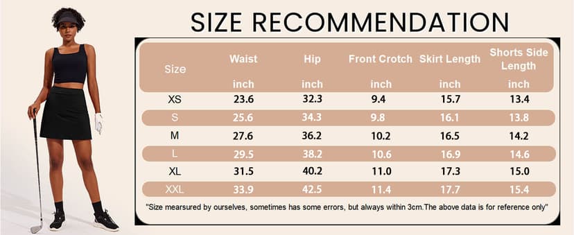 Ekouaer Women's Athletic Skorts Lightweight Golf Skirts Inner Shorts Pocket Tennis Workout Sports Pickleball Skort