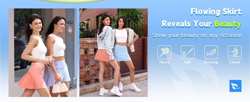 baleaf Women's Pleated Tennis Skirt Golf Skorts for Woman High Waisted Lightweight Athletic Shorts Pockets