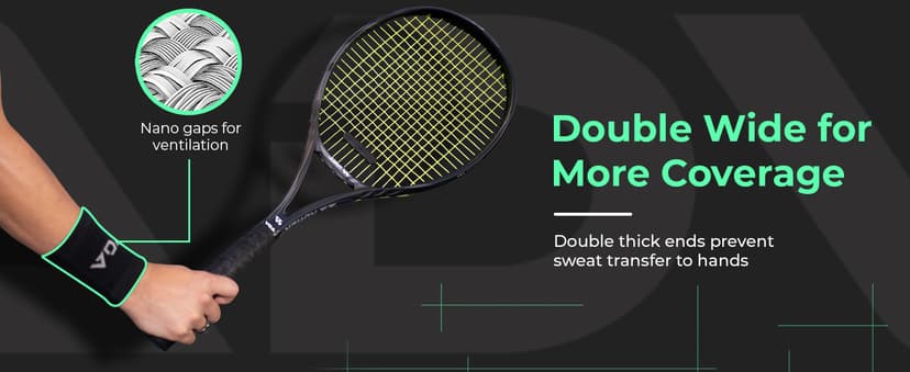 ADV Tennis Wristbands with New Age Polyester Cotton Blend - Ultra Absorbent Wrist Sweatbands - Doublewide & Slim Wrist Bands for Sweat - 4 Pack or 2 Pack