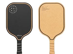 Pickleball Charcuterie & Cutting Board, Pickleball Gifts for Women Men, Wood Fiber 16 x 8.5, Paddle Shape with Handle, Dishwasher Safe, Reversible Design, Juice Groove "Just One More Game"