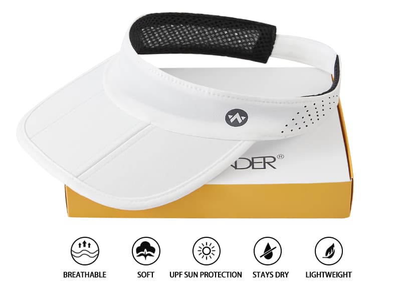 WANDER Sports Sun Visor Hats Adjustable Running Golf Tennis Mesh Folding Cap for Women Men