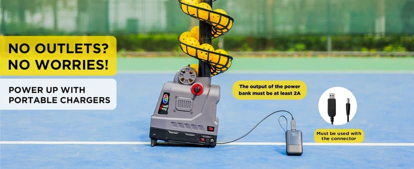681PBH Pickleball Machine with Auto Swing, 3 Angles & 4 Speeds Adjustable, Portable Pickleball Launcher for Indoors & Outdoors Practice, Powered by Power Bank/Batteries/AC Power, for Beginners
