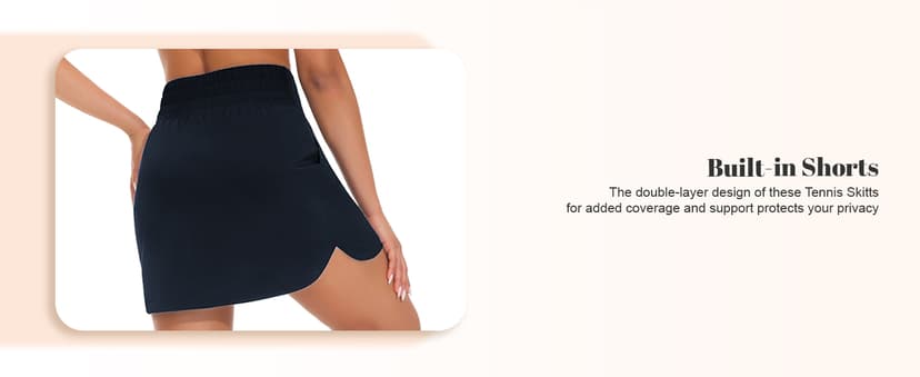THE GYM PEOPLE Women's Golf Skort Tennis High Waist Lightweight Athletic Casual Skirts Built-in Shorts with 4 Pockets