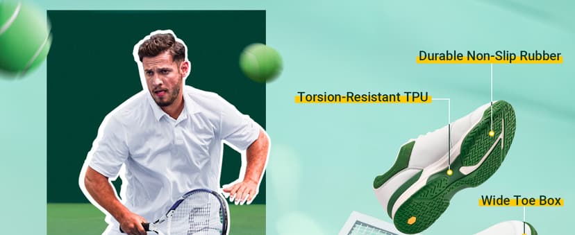 FitVille Wide & Extra Wide Pickleball Shoes Men Tennis Racquetball Squash Shoes for Men All Court with Arch Support-Tennis V3